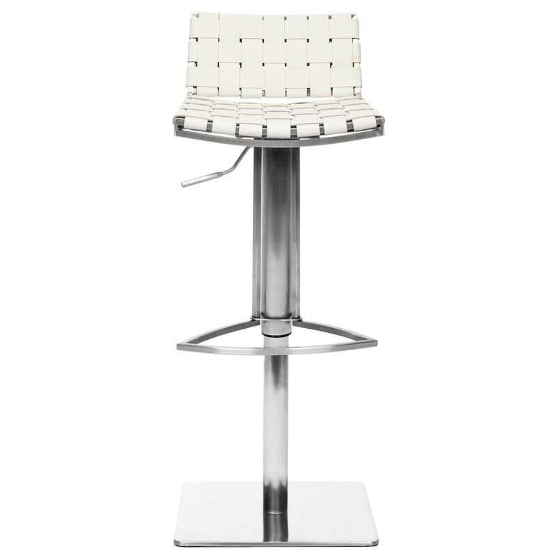 SAFAVIEH Herlinda 21.7-30.7-inch White Leather Seat Stainless-Steel Adjustable Bar Stool - 18.5" x 15.4" x 29.5" - 19Wx15Dx30H - White