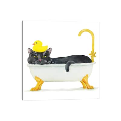 iCanvas "Bathing Black Cat" by Alexey Dmitrievich Shmyrov Canvas Print