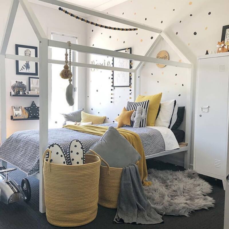 Large Yellow Cotton Rope Storage Basket with Handles for Toys Laundry and Home Organization - 15.74”Dia x 17.71”H