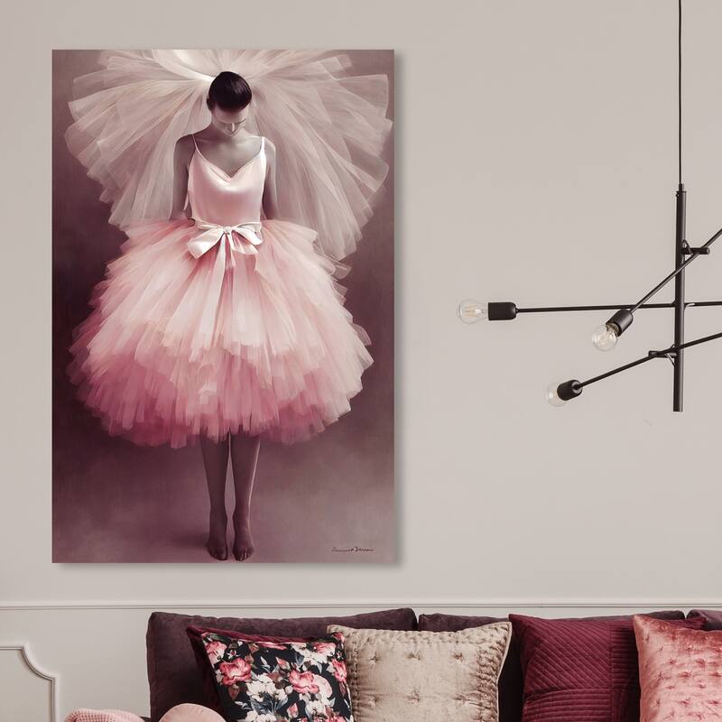 Wynwood Studio Fashion and Glam Ballerina I Pink and Traditional Wall Art Canvas Print - 45 x 30