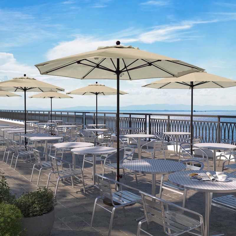 California Umbrella 9' Rd. Aluminum Frame, Fiberglass Rib Patio Umbrella with Sunbrella Fabric, Base Not Included