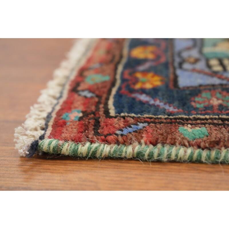 Hand Knotted Oriental 100% Wool Carpet Traditional Floral Coral Hamedan Runner Rug - 9' 10'' X 3' 6''