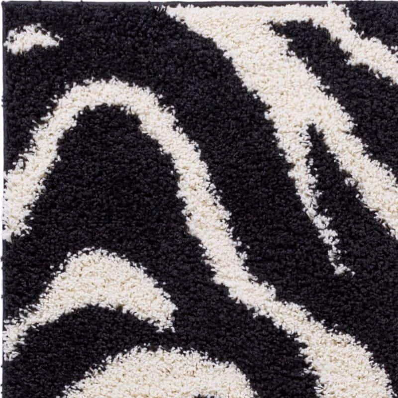 Well Woven Madison Shag Safari Zebra Animal Print Shag Area Rug