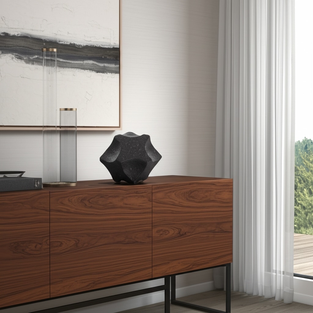 Sagebrook Home Textured Geometric Orb, Black