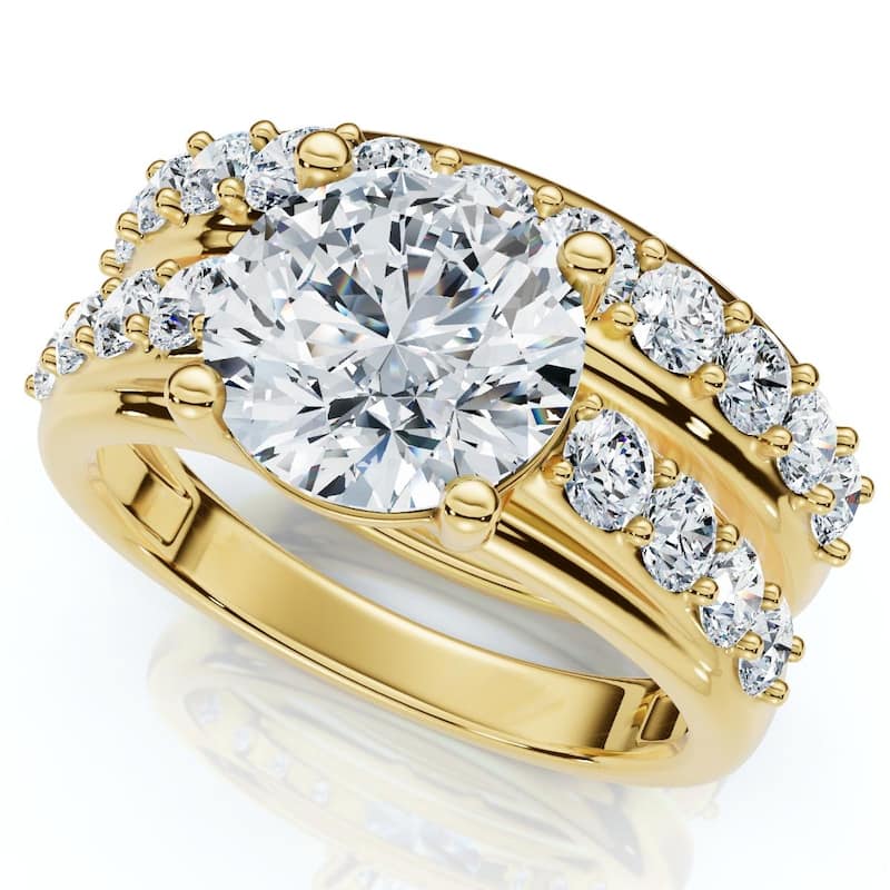 Bliss Diamond Certified 2 1/2Ct Diamond Engagement Wedding Ring Set Gold Lab Grown - 9 - Yellow