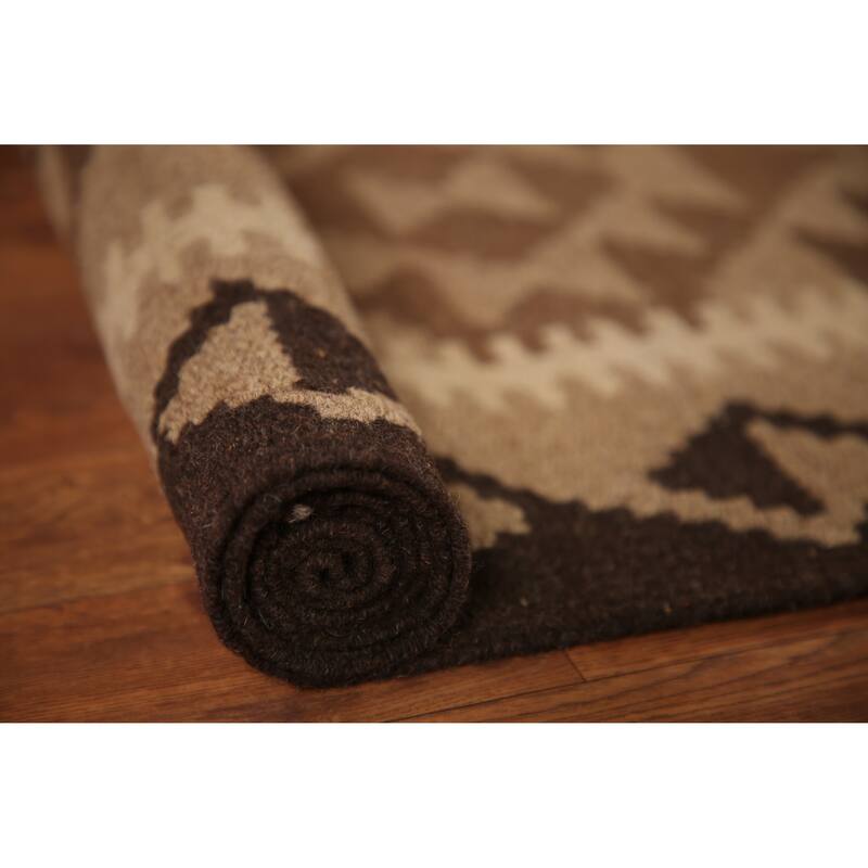 Reversible Kilim Area Rug Hand-woven Wool Carpet - 3'3" x 4'10"