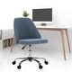 preview thumbnail 27 of 39, Home Office Desk Chair Task Chairs Swivel Ribbed Task Vanity Chair BlueFabric