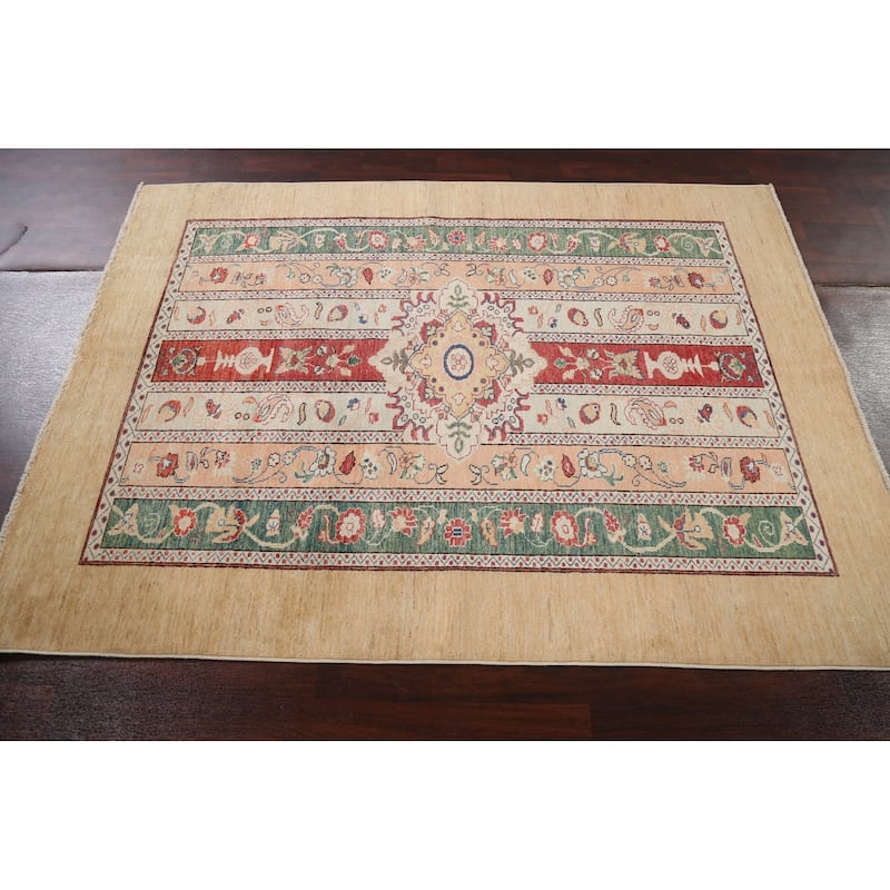 Vegetable Dye Moharramat Oriental Area Rug Hand-knotted Wool Carpet - 4'7" x 6'3"