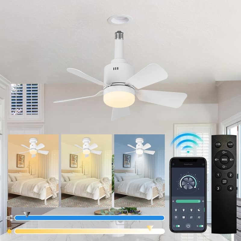 18-Inch E26/E27 Screw-in Ceiling Fan with Dimmable LED Light - N/A