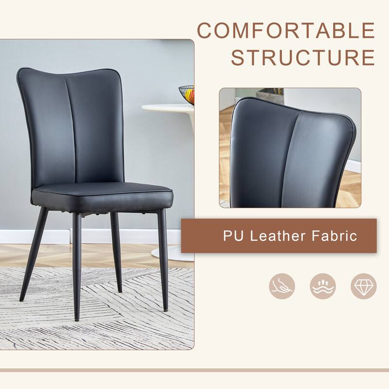 5-Piece Round Dining Table Set with Black Side Upholstered Chairs