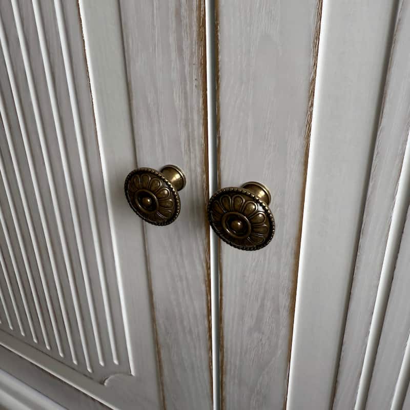 77.5"Tall Vintage Display Cabinet with Double Glass Doors, Traditional Style China Cabinet Hutch Cabinet