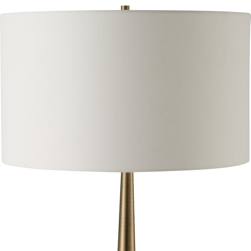 Tapered Marble Floor Lamp with Drum Shade - 61" - Antique Brass Finish