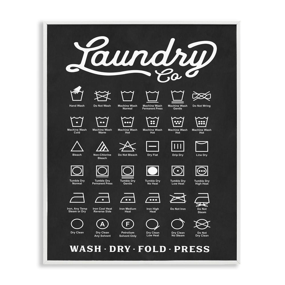 Stupell Laundry Business Symbols Chart Simple Shapes Framed Giclee Texturized Art by Lettered and Lined