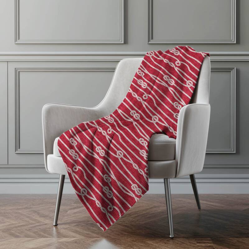 Premium Machine Washable ASB152 Nautical Rope Sherpa Throw Blanket
