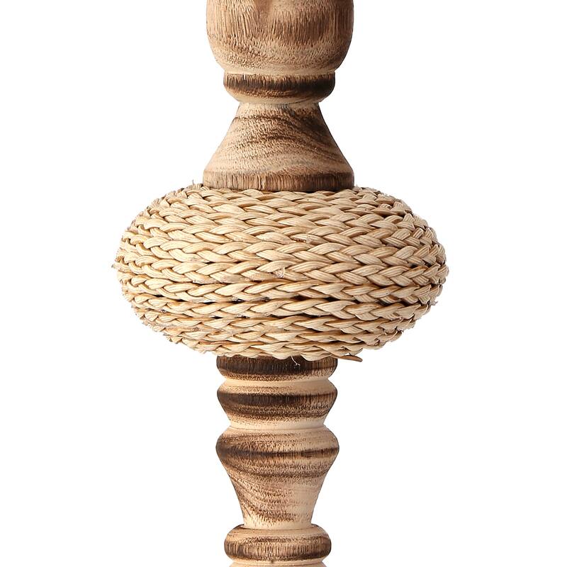 8" Woven Raffia Wood Finial