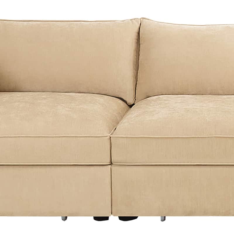 Chenille Fabric Upholstered Sofa with Under-Seat Drawers
