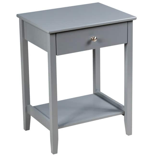 Wooden Nightstand End Table Storage Display - Grey