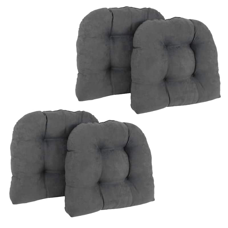 19-inch U-Shaped Microsuede Chair Cushion (Set of 1, 2, or 4) - Set of 4 - Steel Grey