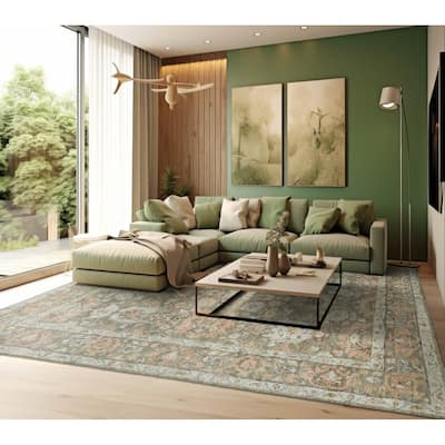 Moss Traditional Wool Oriental Rug Turkish Oushak Hand Knotted - 7' 10'' x 9' 10''