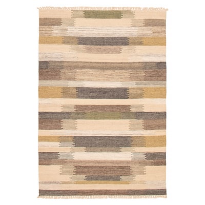 Ankara FW Cream, Grey Kilim 5'1" x 7'9" - 5'1 x 7'9
