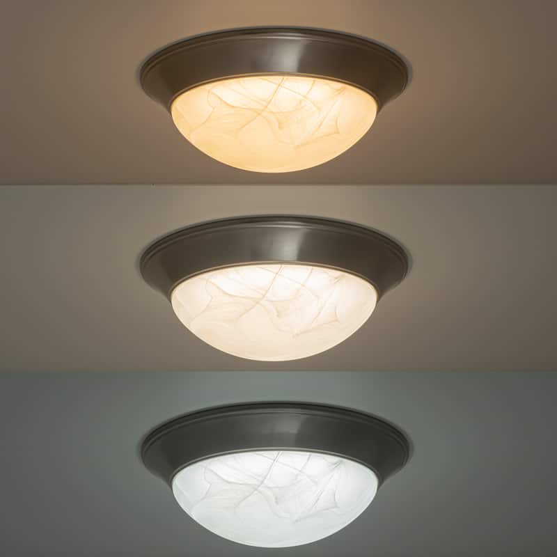 Modern Satin Nickel 3CCT Dimmable Integrated LED Flush Mount Ceiling Light