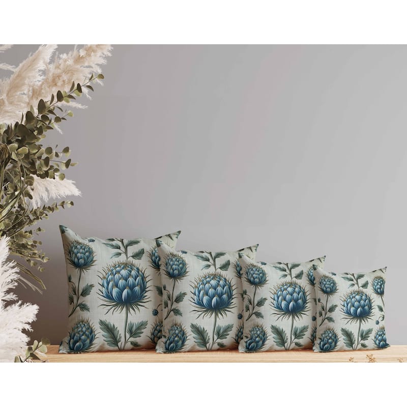 Thistle Garden Indoor/Outdoor Reversible Throw Pillow Teal