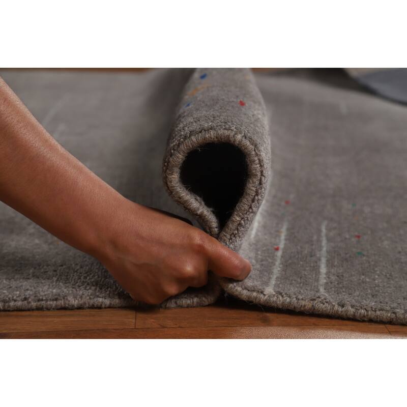 Hand Knotted Oriental 100% Wool Carpet Tribal Tribal Greys & Charcoal Gabbeh Area Rug - 8' 1'' X 5' 5''