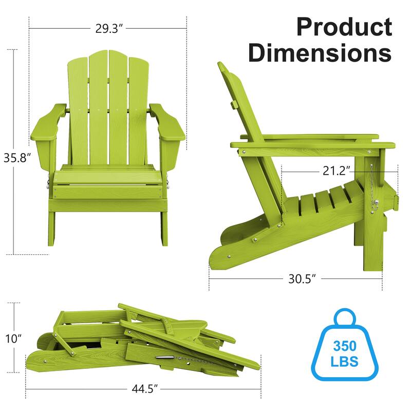 Plastic Folding Outdoor Patio Adirondack Chair With Slat Seat