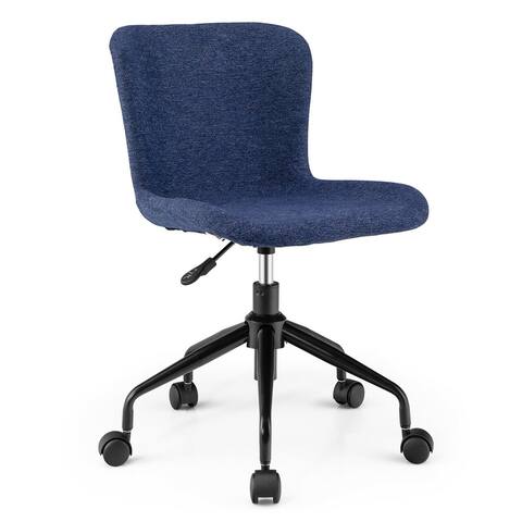 Gymax Mid Back Armless Office Chair Adjustable Swivel Linen Task Chair