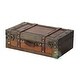 preview thumbnail 1 of 3, Wooden Vintage Luggage Trunks - Antique Carry on Suitcase Storage Box with Hinged Lids, Old-Fashioned Decorative Box - brown Small (Single Piece)