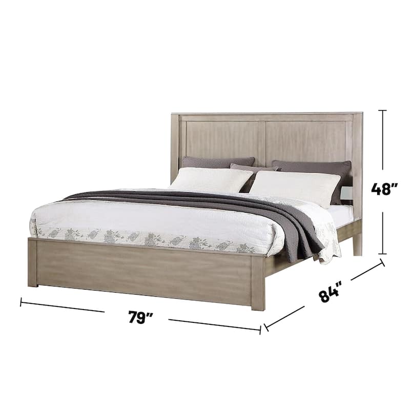 Wooden Eastern King Bed with 2 Panels Headboard Design