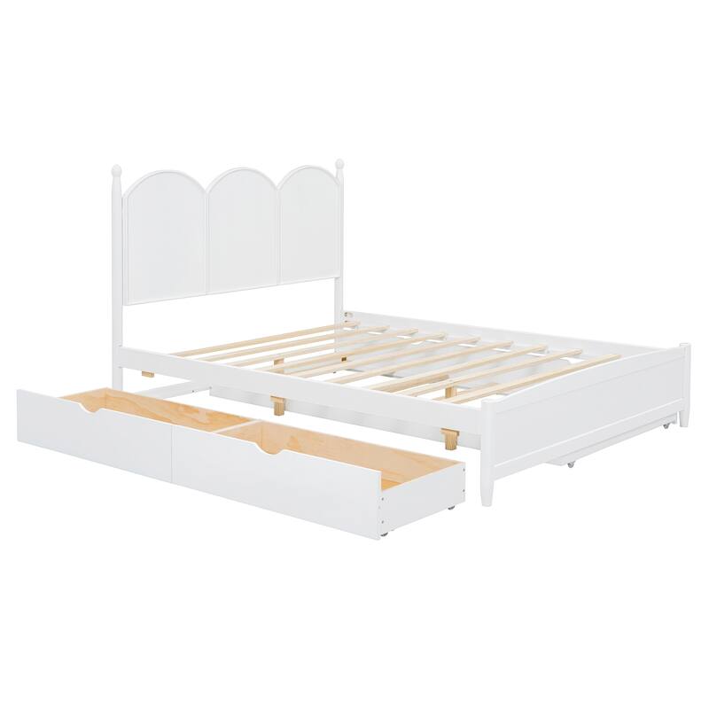 Queen Platform Bed with Twin XL Trundle & Dual Storage Drawers by Harper&Bright Designs