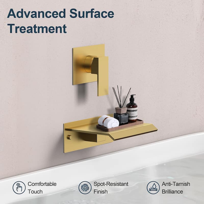 GRANDJOY Wall-Mount Waterfall Bathtub Faucets Single Handle Shower Faucets