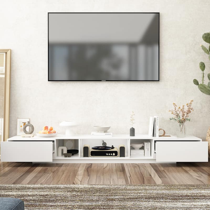 94.5" TV Stand Efficient Cable Management and Spacious Storage Console