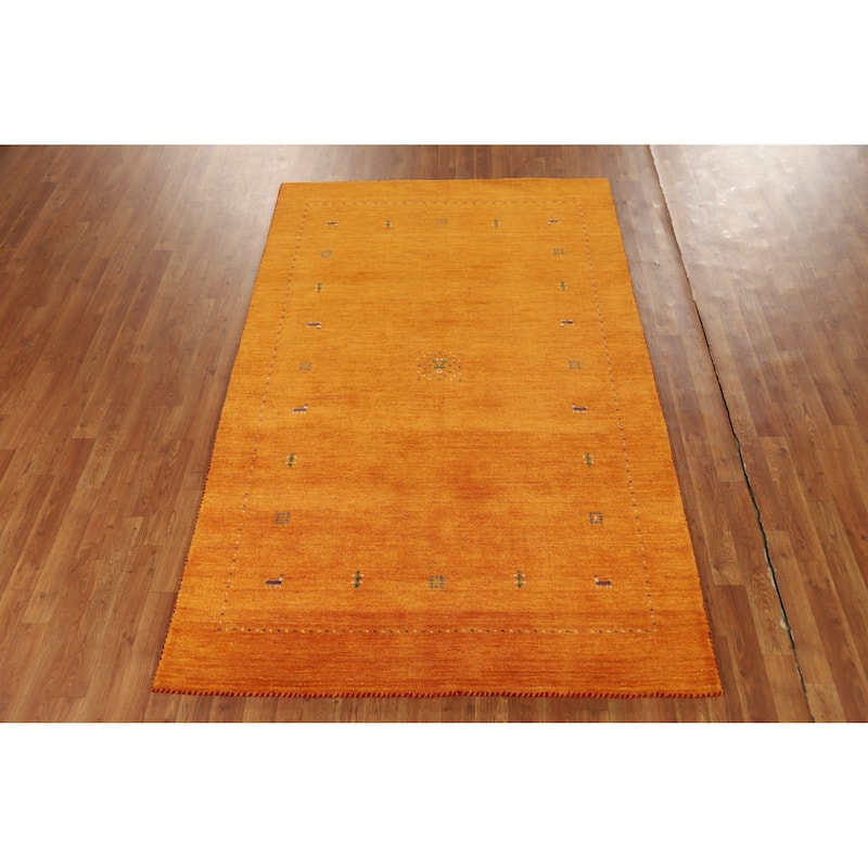 Hand Knotted Oriental 100% Wool Carpet Tribal Tribal Oranges & Rust Gabbeh Area Rug - 7' 7'' X 4' 10''