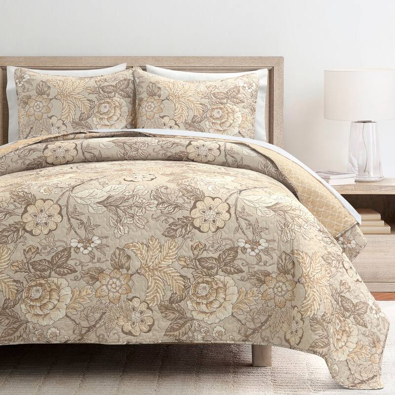 The Curated Nomad Chorro 3-piece Quilt Set - Neutral - Full - Queen