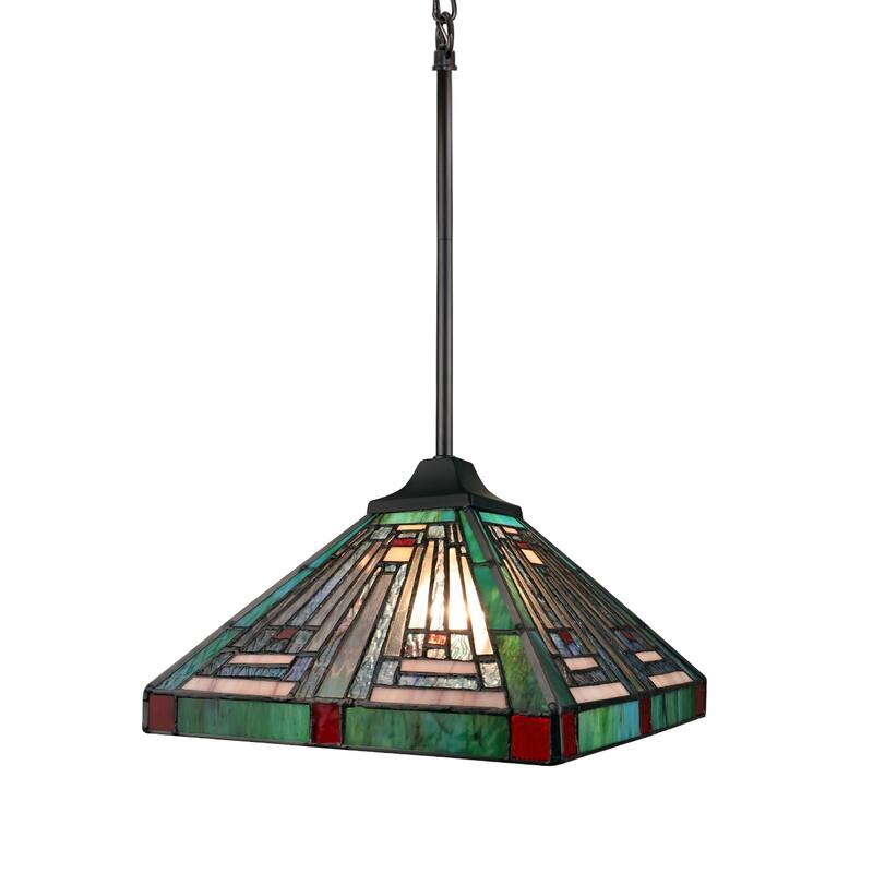 Tiffany-Style 1-Light Mission Ceiling Pendant 12" Shade