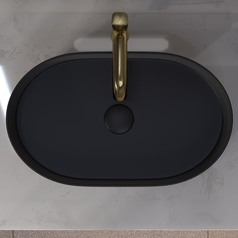 White Vessel Sink Oval Bathroom Sink, Ceramic Bathroom Above Counter Vanity Sink