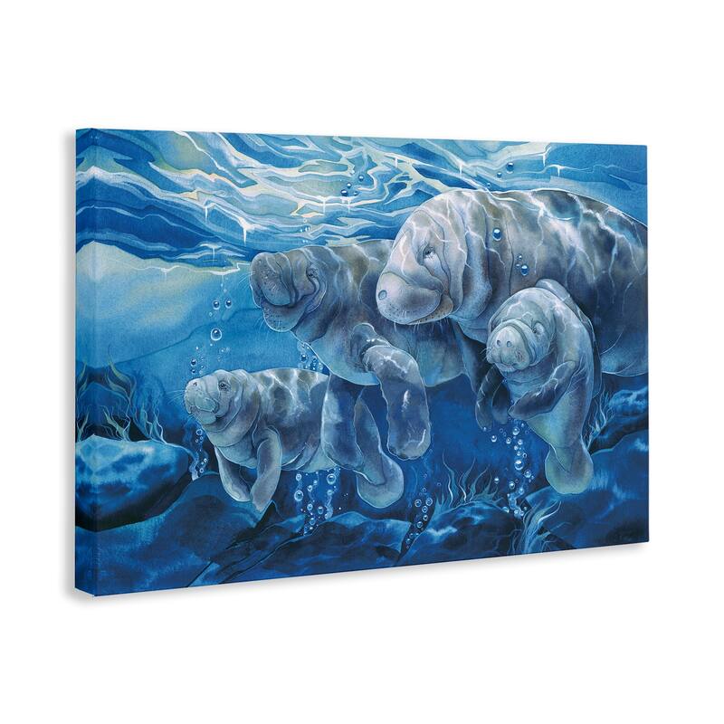 Stupell Underwater Manatee Family Canvas Wall Art Design By Jody Bergsma