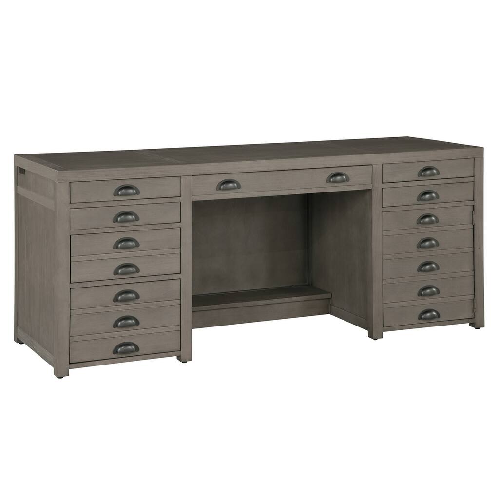 Solid Wood Veneer Executive Credenza Office Desk - Home Office