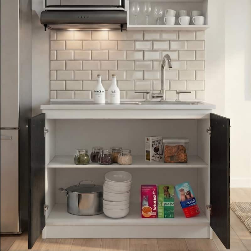 TUHOME Napoles Utility Sink Cabinet with Integrated Steel Sink