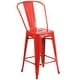 preview thumbnail 56 of 97, 24'' High Metal Indoor-Outdoor Counter Height Stool with Back