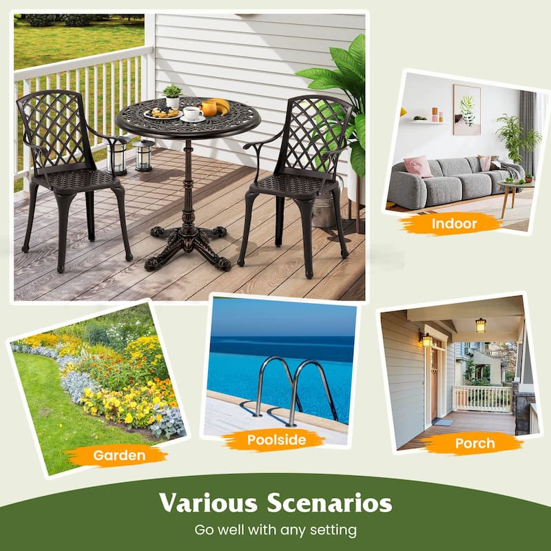 Costway 27” Round Cast Aluminum Patio Bistro Table with Hollow Top - Copper - See Details