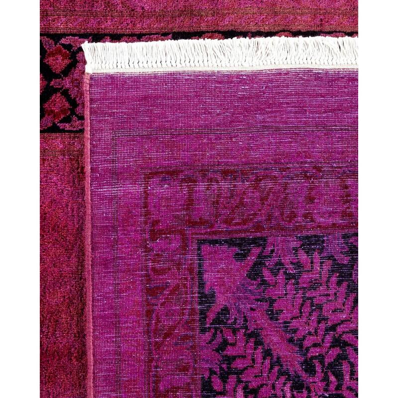 Overton Hand Knotted Wool Vintage Inspired Modern Contemporary Overdyed Pink Area Rug - 9' 10" x 11' 6"