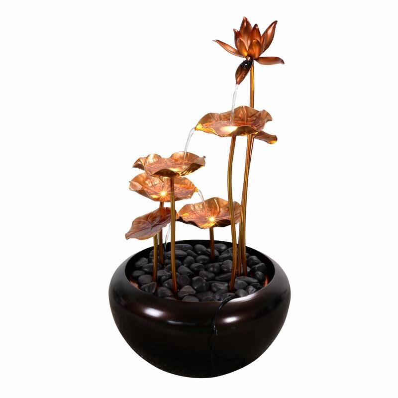 LED Lighted Cascading River Stones Outdoor Garden Water Fountain - 31.5"