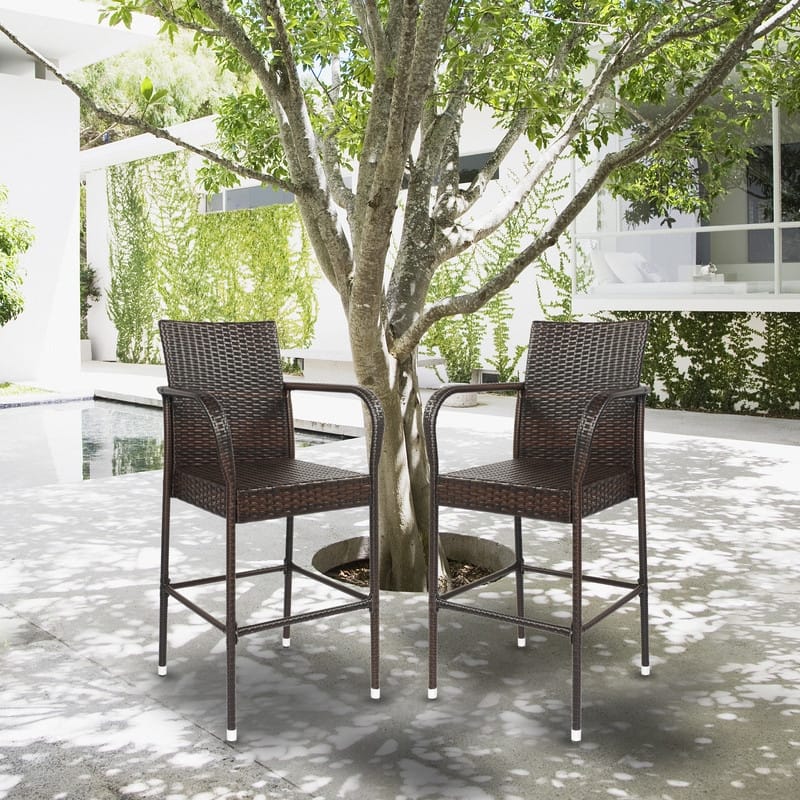 Brown Gradient Outdoor Bar Chair (Set of 2)