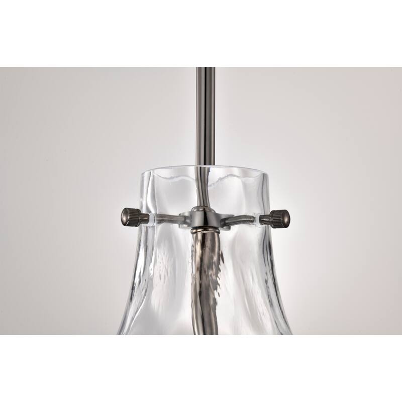 Daelan Pear Black Pendant Light with Dimpled Clear Glass Bell Shade - Pear-Black