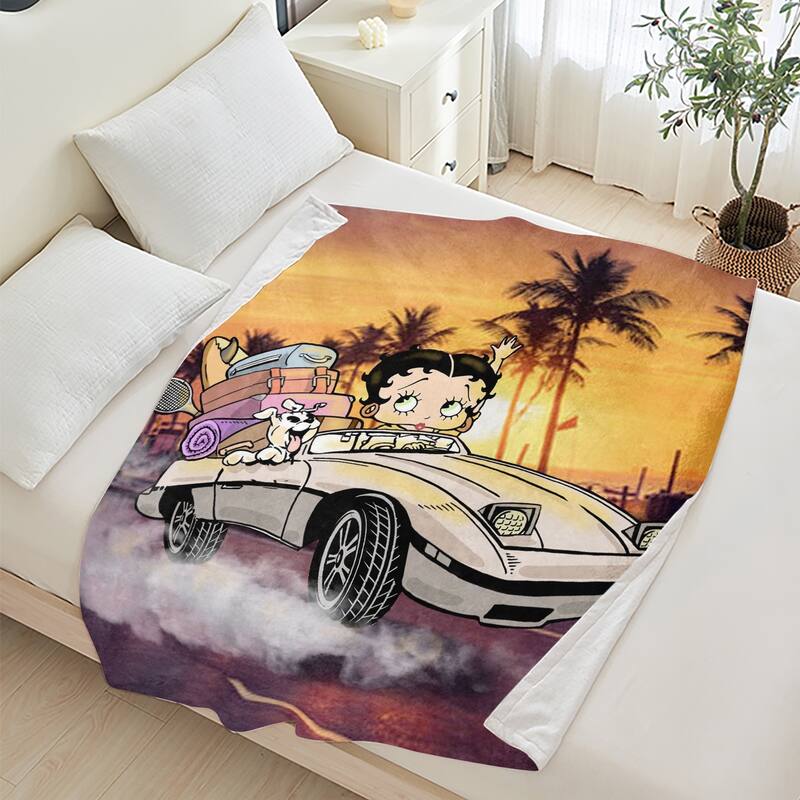 Betty Boop Super Soft Fleece Plush Throw Blanket for Couch Bed Sofa - 30"x40" - Sunset