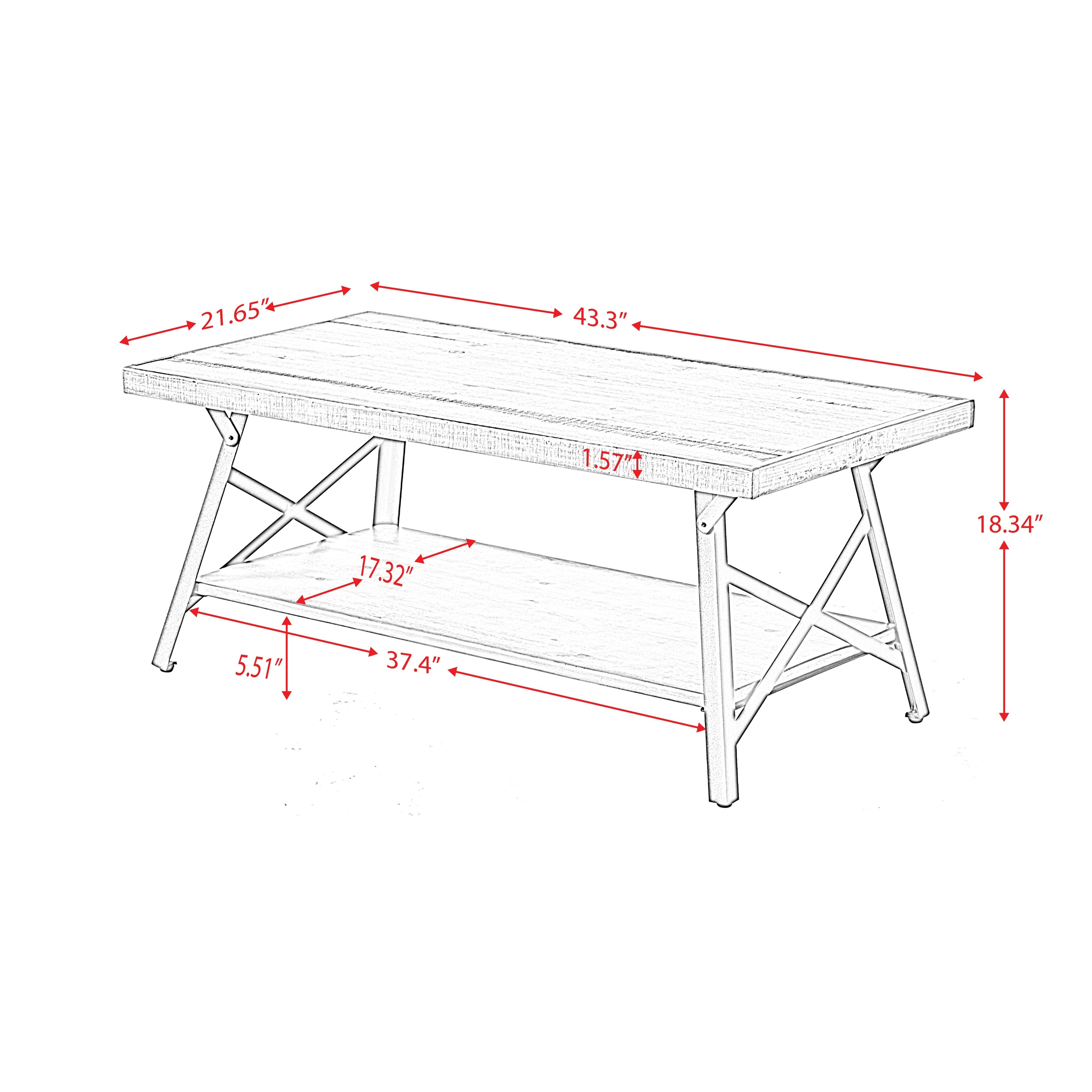 43 Metal Legs Rustic Coffee Table With Solid Wood Tabletop On Sale Overstock 32586775