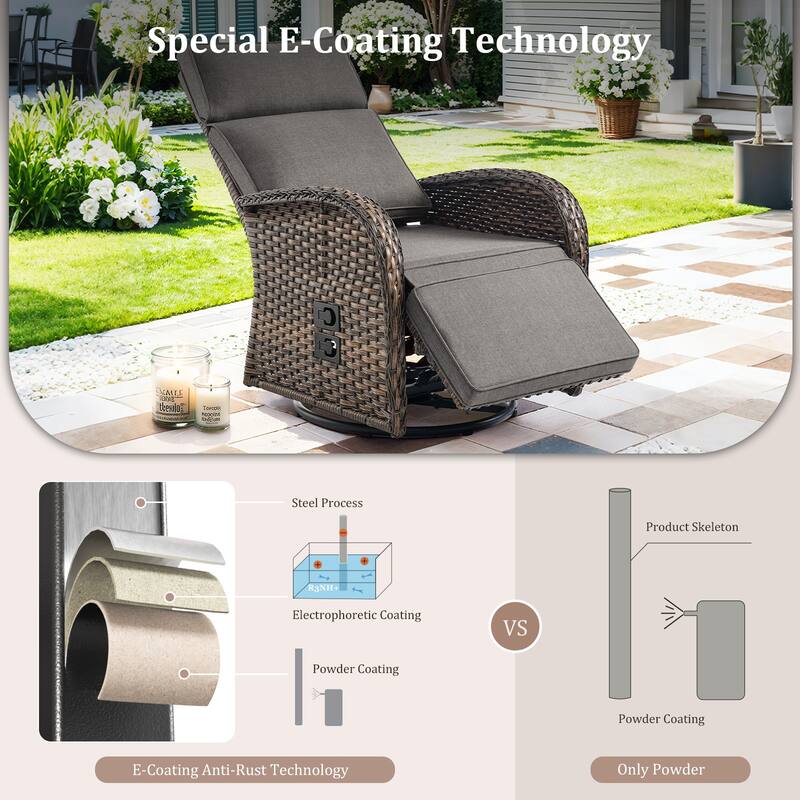 Pocassy Reclining Patio Chair with Adjustable Backrest